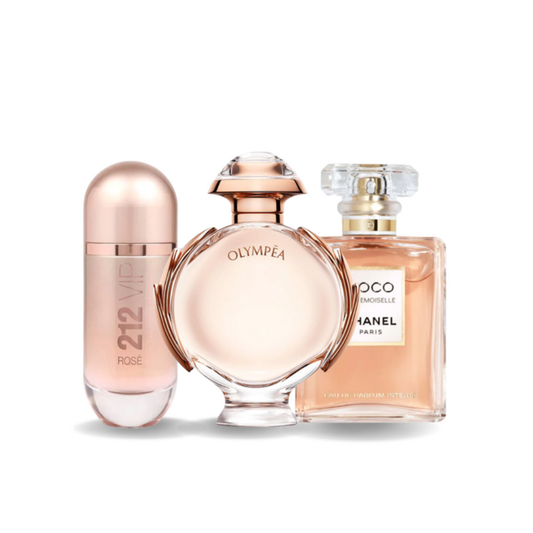 Combo de 3 Perfumes 212 VIP ROSÉ, OLYMPÉA, COCO MADEMOISELLE 100ml